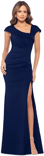 Xscape Women's Asymmetric-Neck Side-Slit Gown Deal