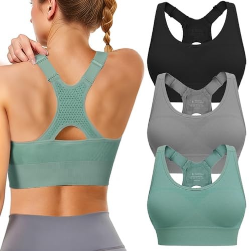 Sports Bras for Women High Support: Adjustable Strap 3 Pack