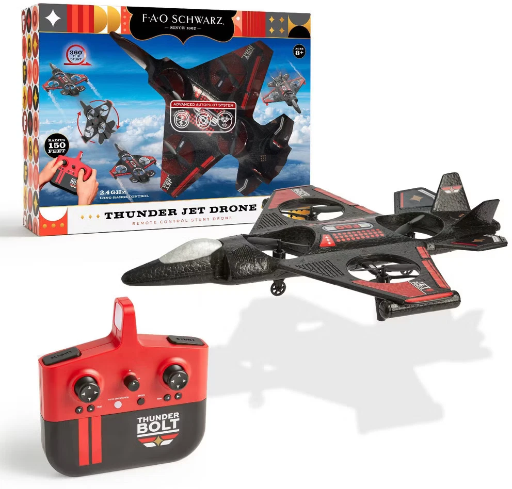 FAO Schwarz Thunder Bolt Jet Drone Remote Control Stunt Quadcopter w/ LED