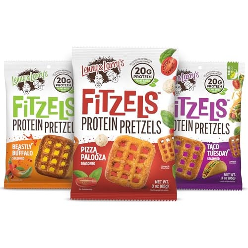 12-Pack 3-Ounce Lenny & Larry's FITZELS Protein Pretzels Game Day Variety Pack Deal