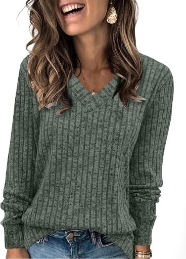 Sampeel V Neck Long Sleeve Tunic Sweaters Deal