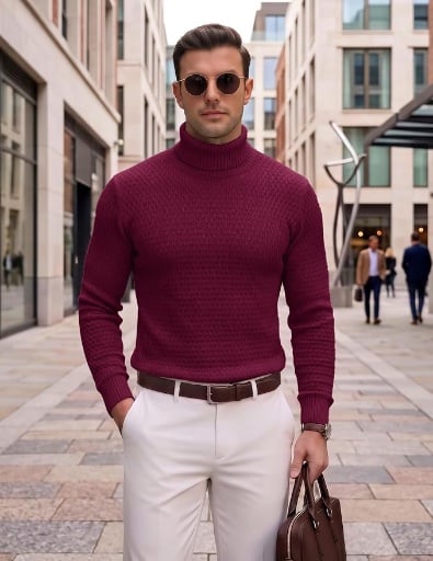 COOFANDY Mens Turtleneck Sweaters Slim Fit Deal