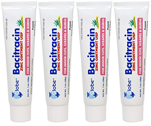 Globe Bacitracin Zinc Ointment + Aloe 1oz (4 Pack)