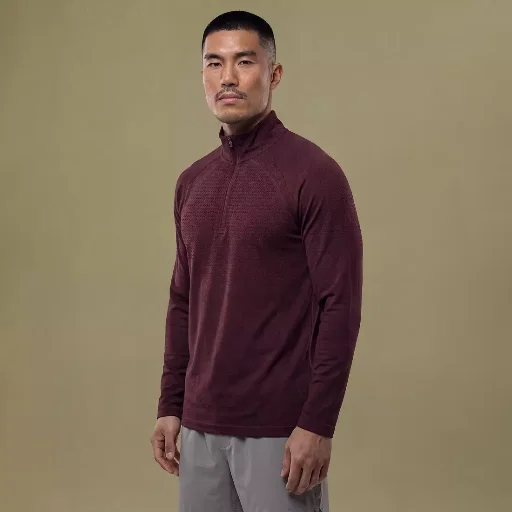 VRST Men's Circuit Seamless 1/4 Zip Pullover (Burgundy Plum Heather)