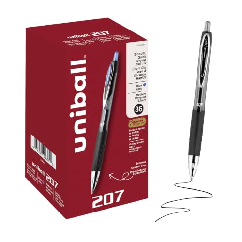 Uniball 207 Gel Pens, Blue Ink, 0.7mm Medium Point, Retractable, 36 Count Deal