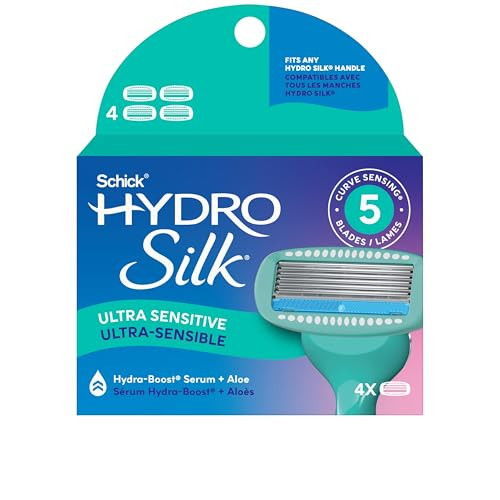 Schick Hydro Silk Women's Shower Ready Sensitive Care Razor Blade Refills 4-Count