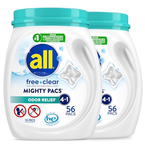 all free clear MIGHTY PACS Odor Relief Laundry Detergent Pacs 2 x 2-Pack 56-Load Deal