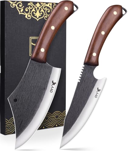 2PCS Kitchen Knife Set, Heavy Duty Meat Cleaver Chef Knife