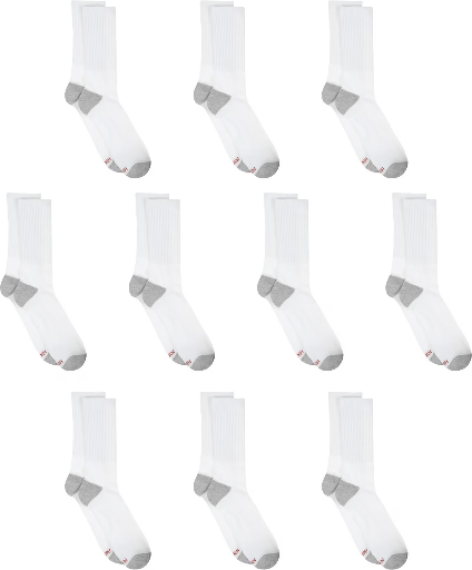 Hanes Men's Lightweight Crew Socks 20-Pack Deal