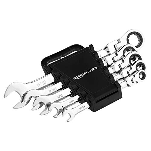 Amazon Basics 5-Piece Flexible Ratcheting Wrench Set (SAE)
