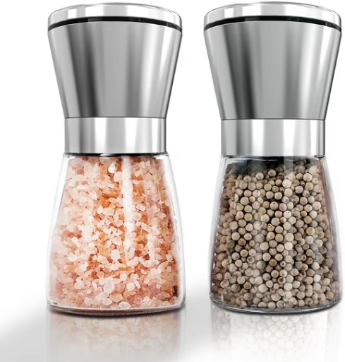Kusmil Salt and Pepper Grinder Set, Premium Stainless Steel Sea Salt and Black Peppercorn Mill Set