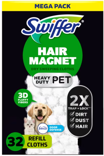 Swiffer Hair Magnet Heavy Duty Pet Refills, Odor Defense, 32 Count Deal