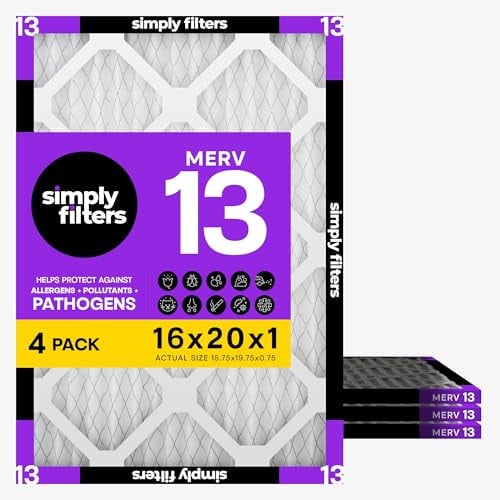 Simply Air Filter, Merv 13, 4 Pack (Various Sizes 16x20x1, 14x20x1, & More) Deal