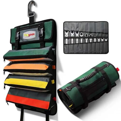 Faoyoon Roll Up Tool Bag with Detachable Color Coded Tool Pouches