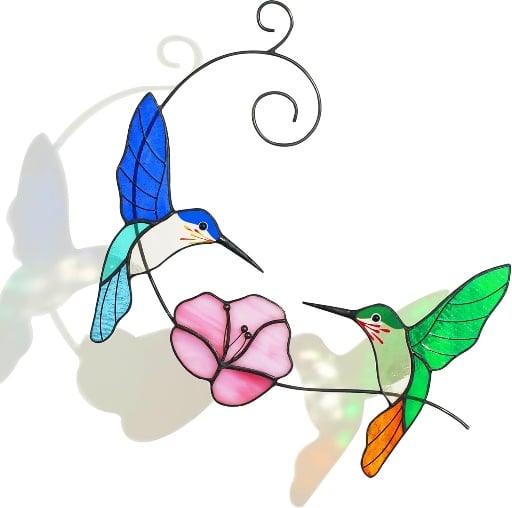 Handmade Hummingbird Stained Glass Window Hanging Suncatcher Deal