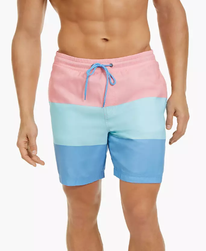 Club Room Men's 7" Colorblocked Swim Trunks (Various Colors)  Deal