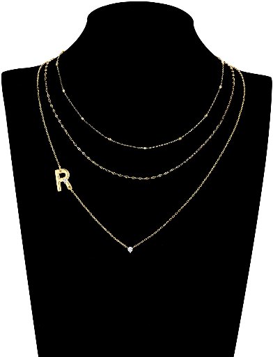 Believe by Brilliance Triple Chain Initial Necklace Set in 14KT Gold Flash Plated Brass