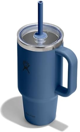 32-Ounce Hydro Flask Travel Tumbler w/ Handle & Straw (Harbor Blue) Deal
