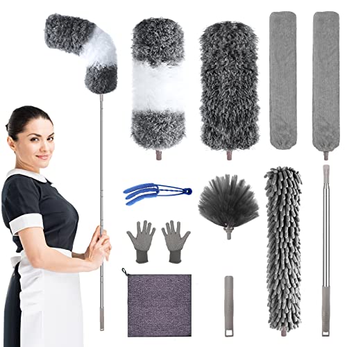 AULTONG 12-Piece Microfiber Feather Duster Kit w/ 30"-100" Extension Pole Deal