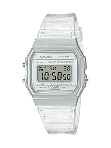 Casio F91W Series Women's Digital Watch w/ Clear Strap