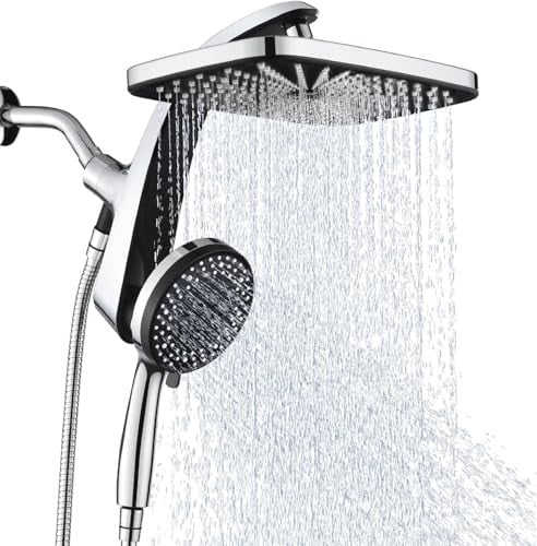High Pressure Rain Shower Head with Handheld Spray Combo 10 Sprays