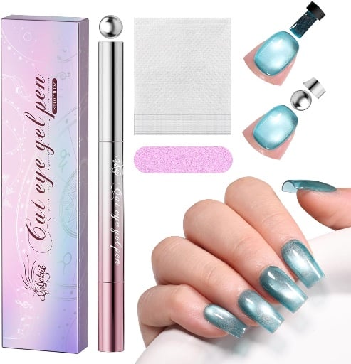 GELLAKTIK One-Step Cat Eye Gel Nail Pen, 7-in-1 Magnetic Polish with Detachable Magnet Deal
