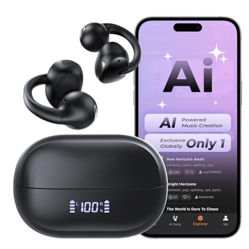 Haowolf Open Ear Bluetooth 5.4 Bone Conduction Headphones with 4 Mics