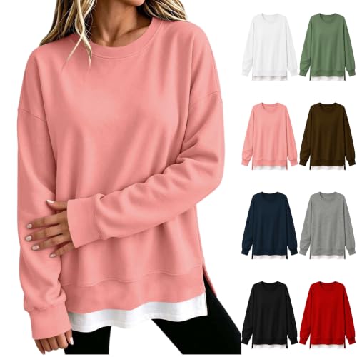Faux Layered Crew Neck Pullover