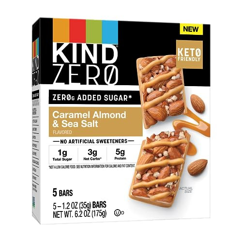 KIND ZERO Added Sugar Bars Caramel Almond & Sea Salt 6 x 5-Pack