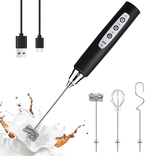 YUSWKO Handheld Milk Frother Wand with 3 Heads 3 Speeds Deal