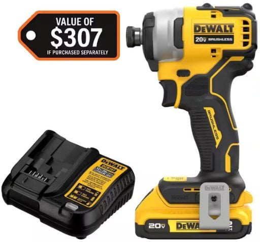 DEWALT Atomic 20V Max Brushless Cordless 1/4" Compact Impact Driver Kit w/ 2.0Ah Battery