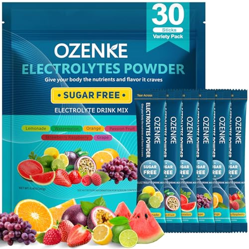 Electrolytes Sugar Free Powder Packets, 30 Sticks, 6 Flavor Variety Pack