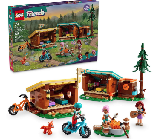 LEGO Friends Adventure Camp Cozy Cabins Camping Toy, 437 Pcs.
