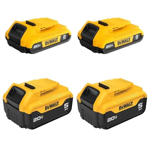 4-Pack 20V MAX Lithium-Ion Battery Pack (2) 2.0 Ah Batteries and (2) 5.0 Ah Batteries