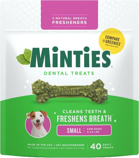Minties Dental Tartar/Plaque Bone Dog Treats 40-Count (Tiny/Small Dogs)