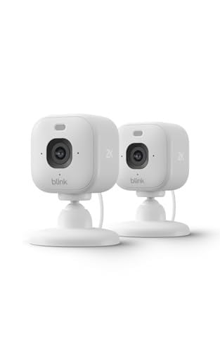 Blink Mini 2K+ Plug-in Home & Pet Indoor Security Camera, 2K video, White, 2 Cameras