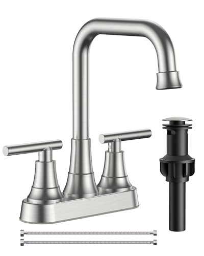 FORIOUS 4" 3-Hole Centerset Bathroom Faucet (Stainless Steel)