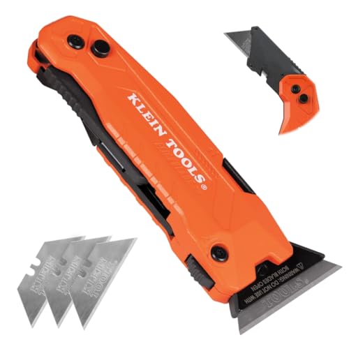 Klein Tools 44306 FLICKBLADE 2-in-1 Folding Utility Knife and Scraper with Built-In Blade Storage