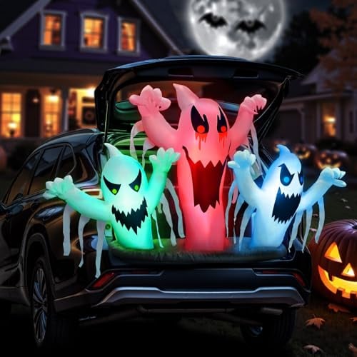 Halloween Trunk or Treat Car Decorations Kit Inflatable Ghost with LEDs Deal