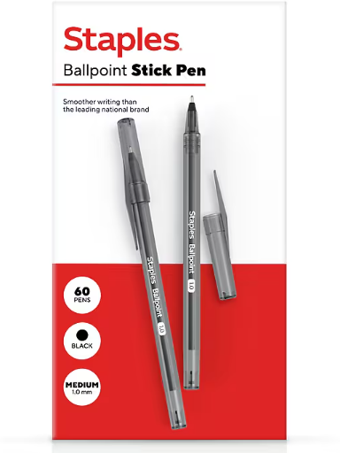 Staples Brand Ballpoint Stick Pens 60 Count Deal