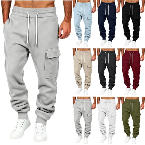 Mens Fleece Cargo Joggers Sweatpants