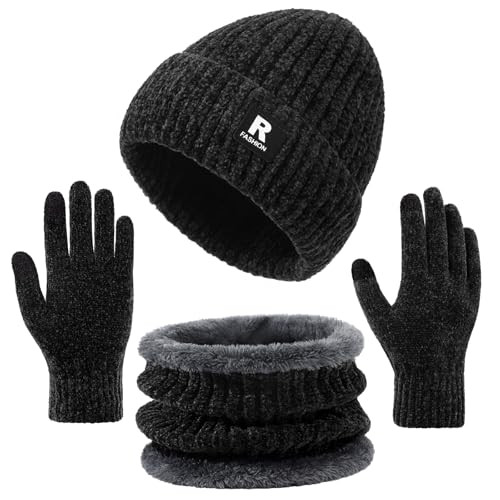 Pleneal Beanie Hat Circle Scarf Gloves Set