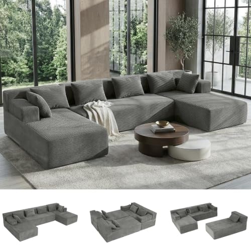 MONVANE 141" U-Shaped Modular Sectional Sofa, Ash Grey Deal