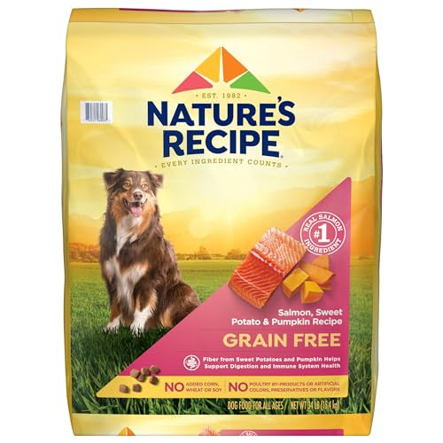 Nature's Recipe Grain Free Dry Dog Food (Salmon, Sweet Potato & Pumpkin) 34-Pound