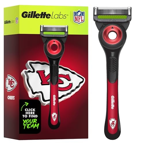 Gillette Labs Special NFL KC Chiefs Edition Shaving Razor for Men, 1 Handle, 1 Razor