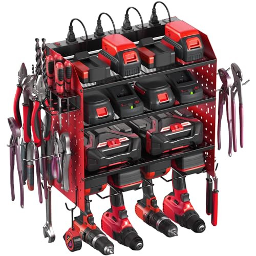 CCCEI Modular Pegboard Rack Power Tool Organizer with Charging Station