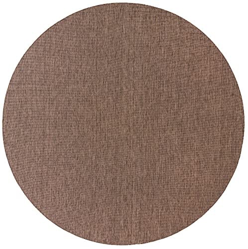 Unique Loom Collection Heathered Indoor/Outdoor Flatweave Area Rug, 13' Round Light Brown/Ivory