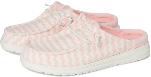 Hey Dude Women's Wendy Slip Terry Stripe Shoes (Pink/White)