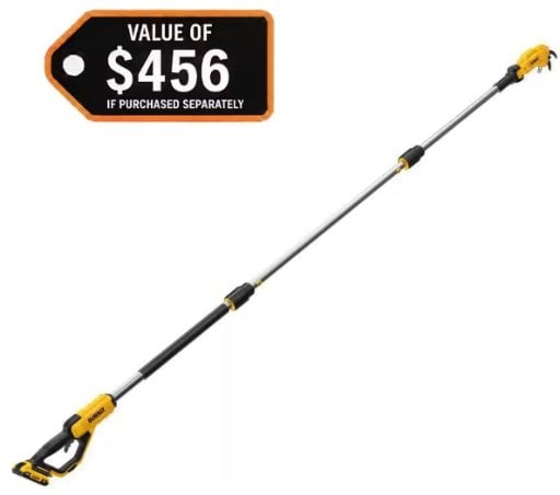 DEWALT 20-Volt MAX 1-1/2 in. Capacity Cordless Battery Powered Pole Pruner Kit with 2.0 Ah Battery and Charger Deal