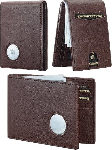 Furid RFID Blocking Leather Wallet w/ AirTag Holder